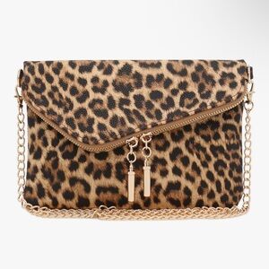 🆕 Leopard Print Envelope Clutch Crossbody Bag - Brown
